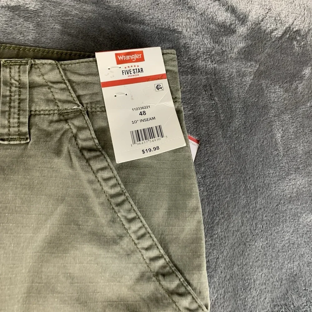 Wrangler Five Star Shorts‎ Mens 48 Green Relaxed Fit Rip Stop 48x10 NEW Tags